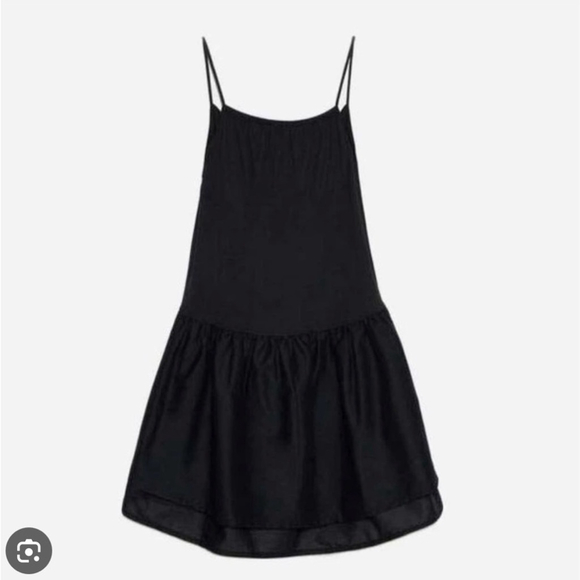 Zara Black Tiered Midi Dress Large | Minimalist Strappy Summer Dress - Picture 2 of 8